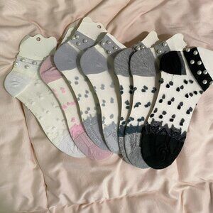 Cute Mesh Pearl Socks Assorted Colors Size S-M